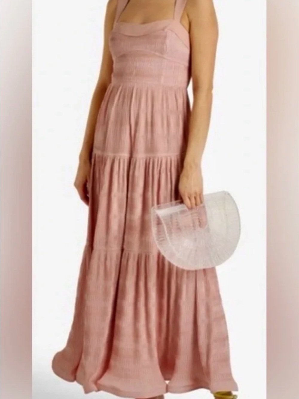 Jonathan Simkhai Dusty Rose Tiered Maxi Dress “Celleste”